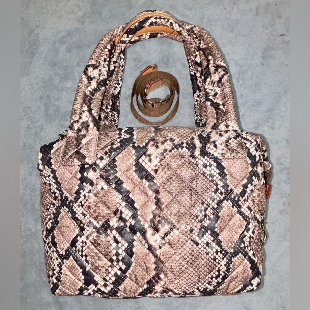 050-MZ Wallace Snakeskin Print Nylon Micro Sutton Tote
